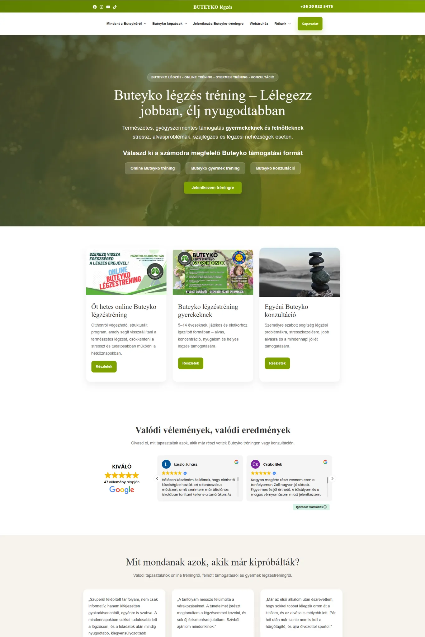 Buteyko Légzés referencia weboldal