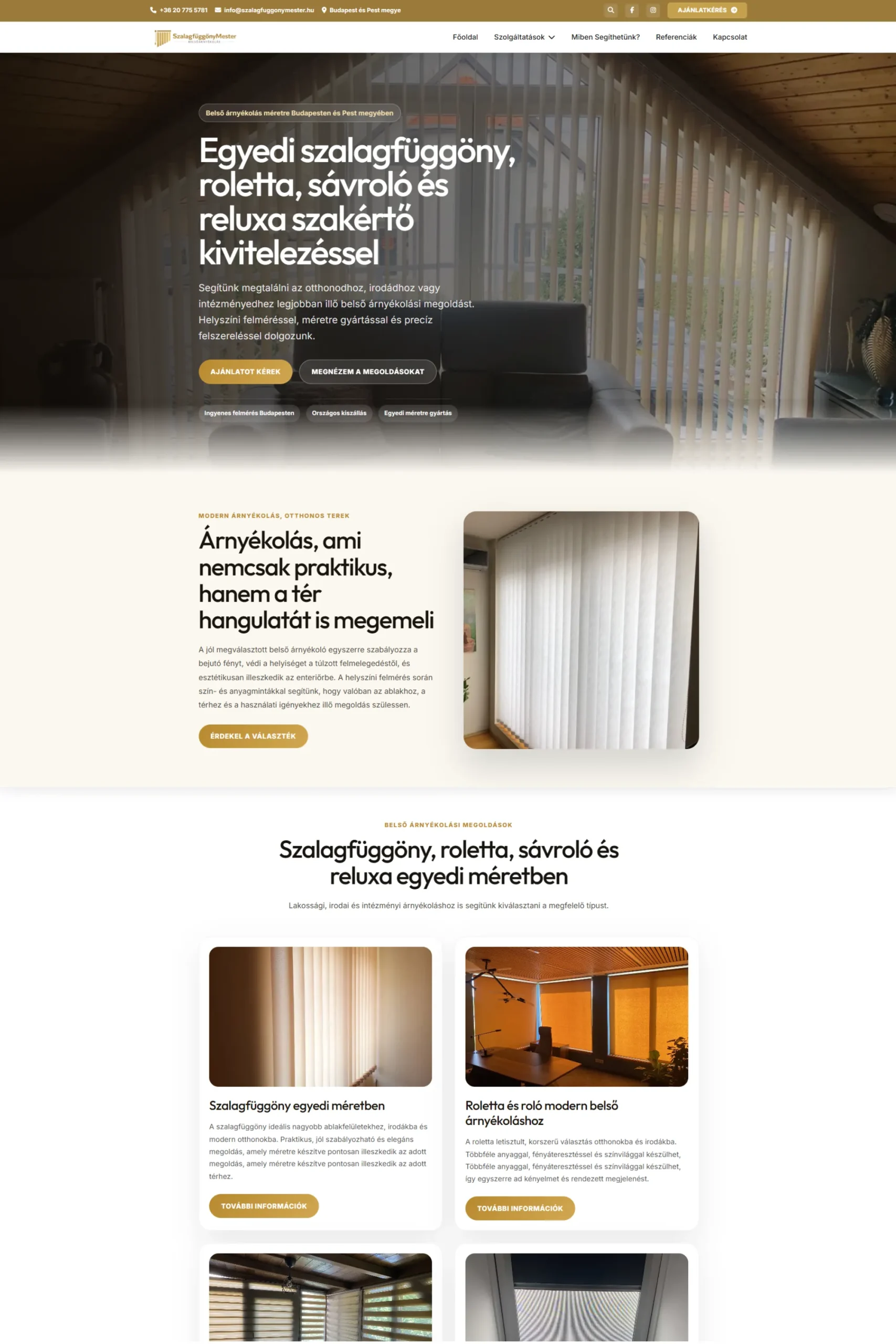 Szalagfüggöny Mester referencia weboldal